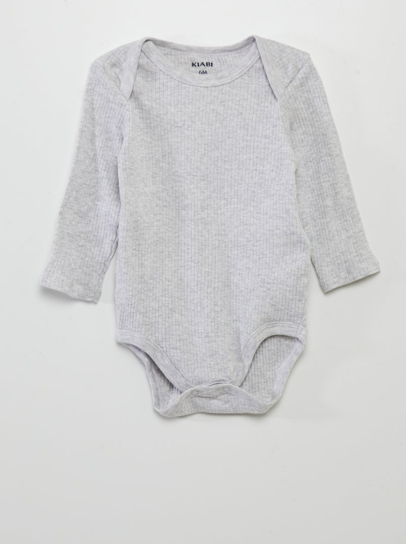 Body à manches longues et col US - Lot de 3 Bleu/gris - Kiabi