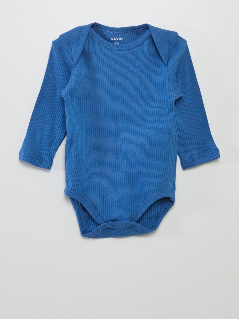 Body à manches longues et col US - Lot de 3 Bleu/gris - Kiabi