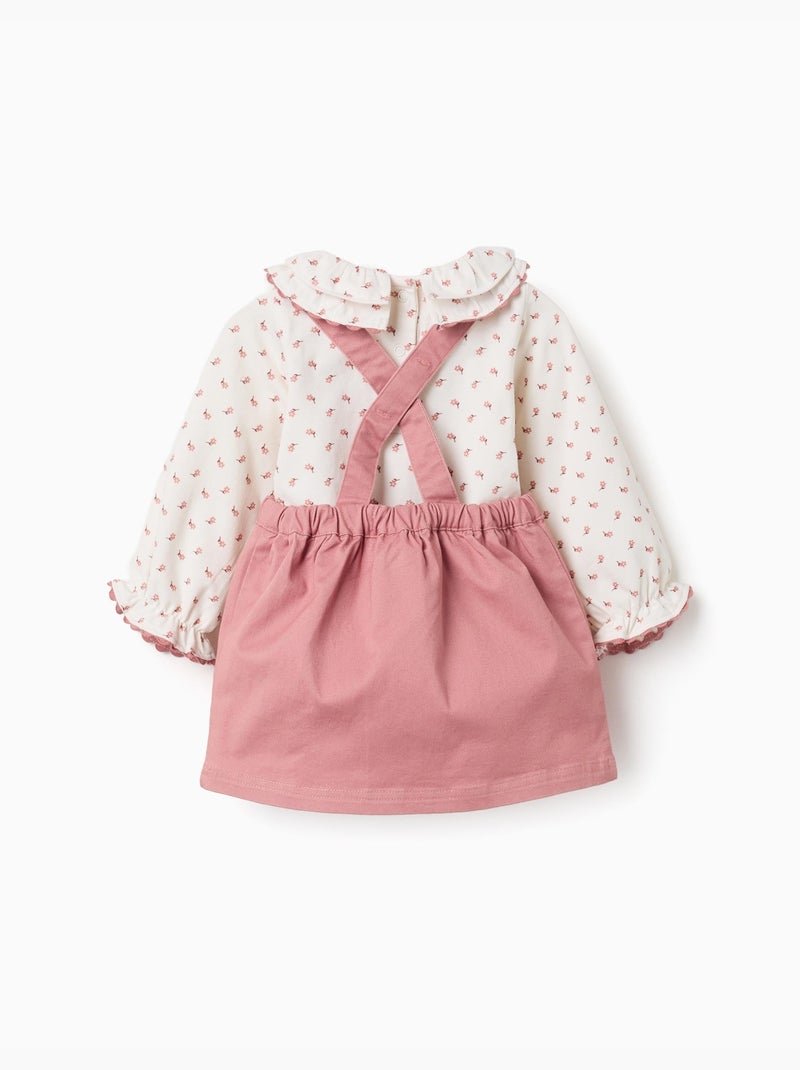 Body à motif fleuri + robe salopette Rose - Kiabi