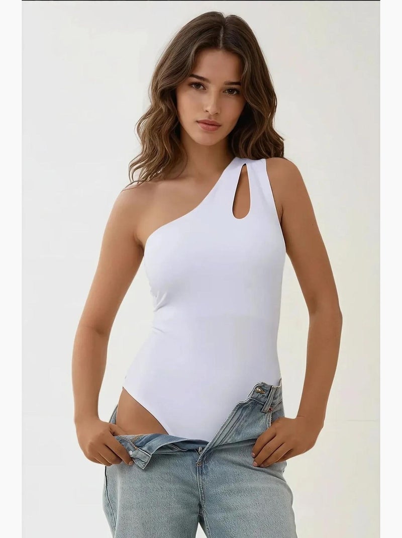 Body asymmetrische hals cut-out aansluitend hiccup Wit - Kiabi