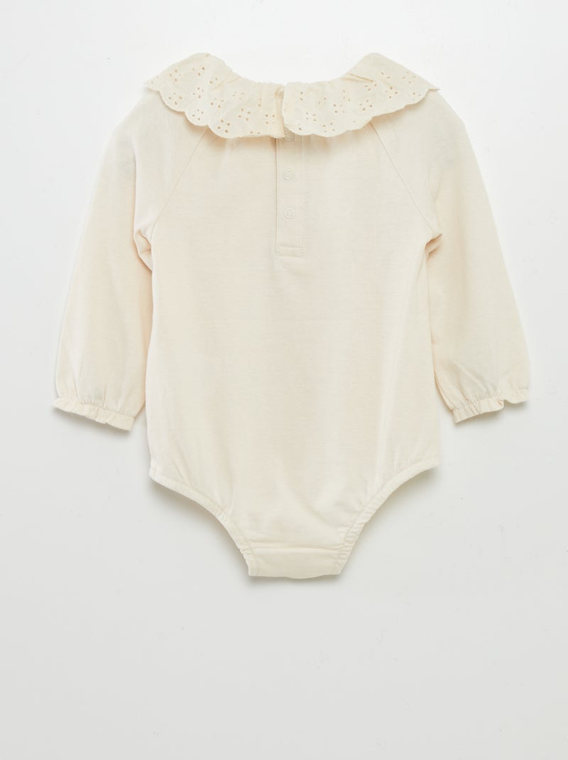 Body avec col claudine Blanc - Kiabi