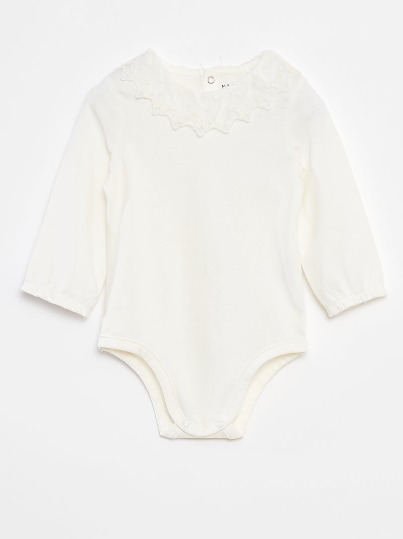Body avec collerette en dentelle blanc - Kiabi