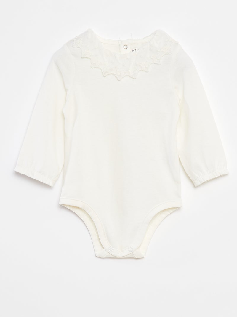 Body avec collerette en dentelle Blanc - Kiabi