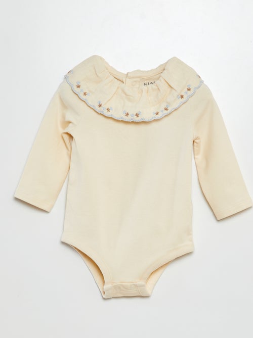 Body  avec large col avec broderies - Kiabi