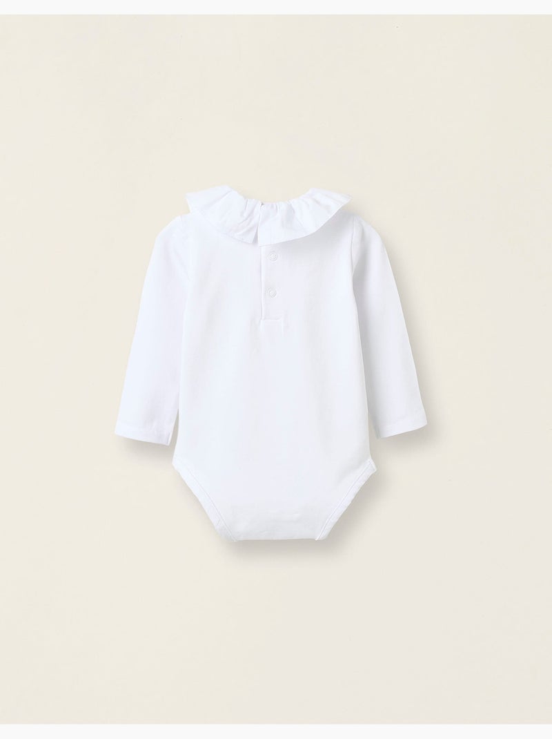 Body-blouse avec volants en coton Blanc - Kiabi