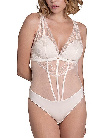 Body brésilien sans armatures rose mariage ivoire