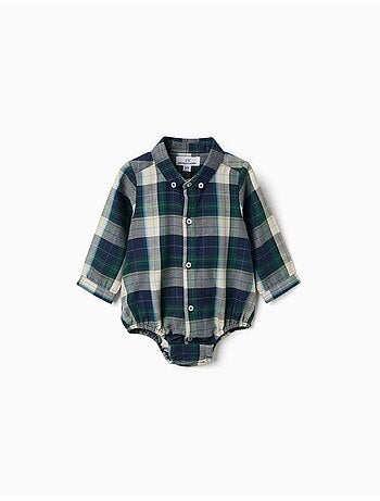 Body-chemise en coton à carreaux b&s