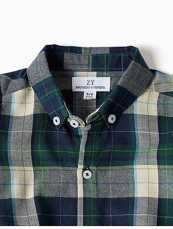 Body-chemise en coton à carreaux b&s
