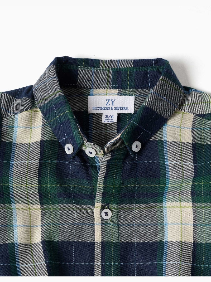 Body-chemise en coton à carreaux b&s Bleu foncé - Kiabi