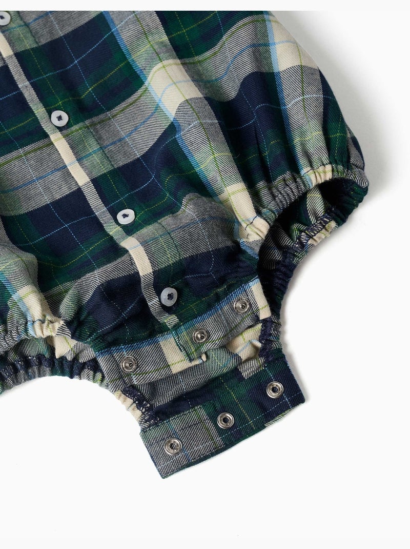 Body-chemise en coton à carreaux b&s Bleu foncé - Kiabi