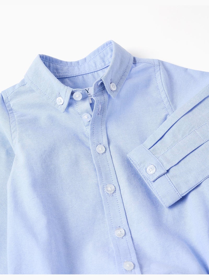 Body-chemise en coton à manches longues Bleu clair - Kiabi
