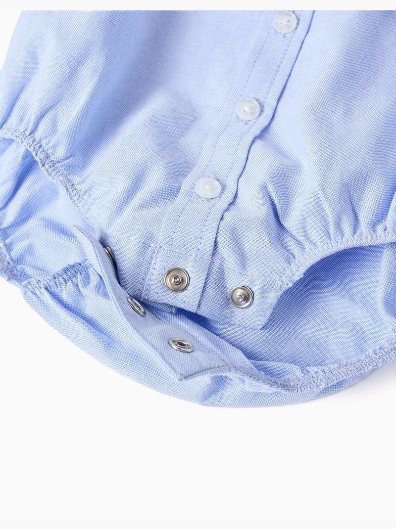 Body-chemise en coton à manches longues Bleu clair - Kiabi
