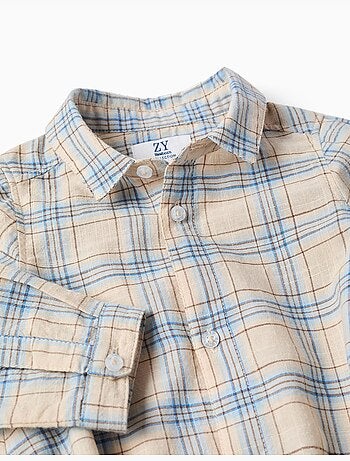 Body-chemise en coton à motif à carreaux
