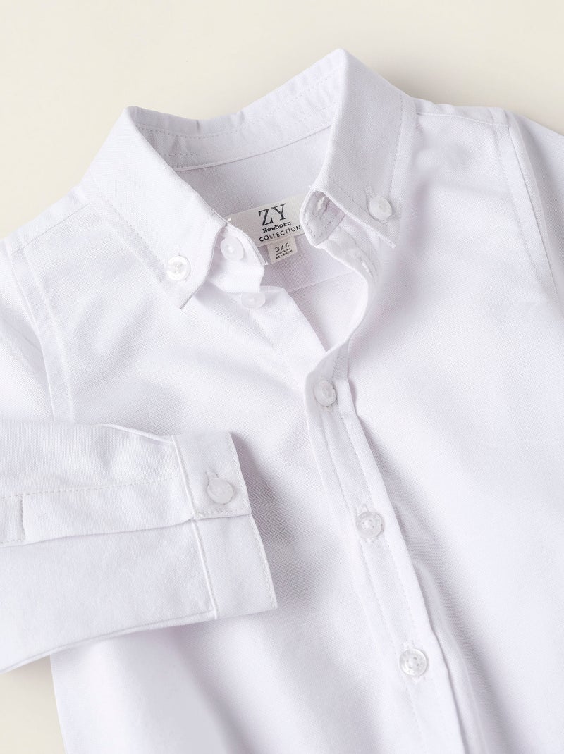 Body-Chemise en Coton Blanc - Kiabi