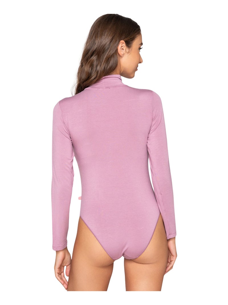 Body col montant manches longues micro touch comfort Rose - Kiabi