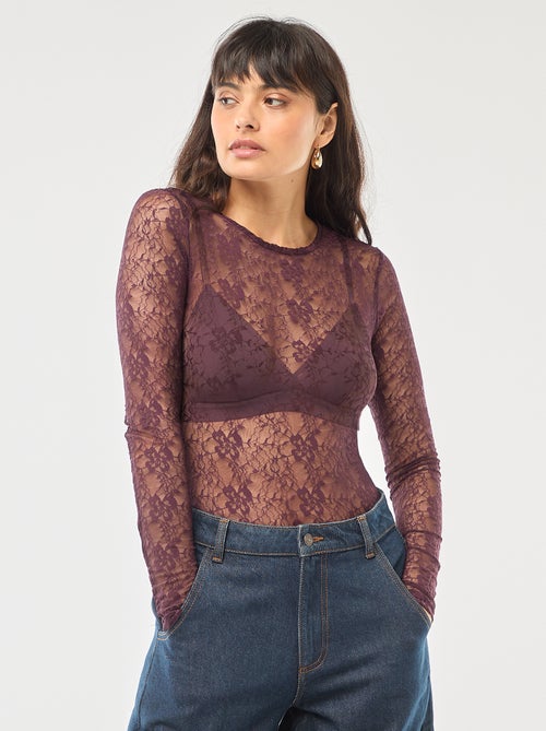 Body col rond en dentelles - Kiabi