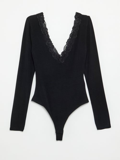 Body effen met kant - Kiabi