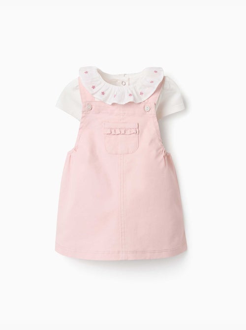 Body en coton et robe chasuble en sergé - Kiabi
