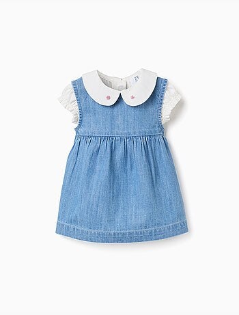 Body en coton + robe en jean sans manches