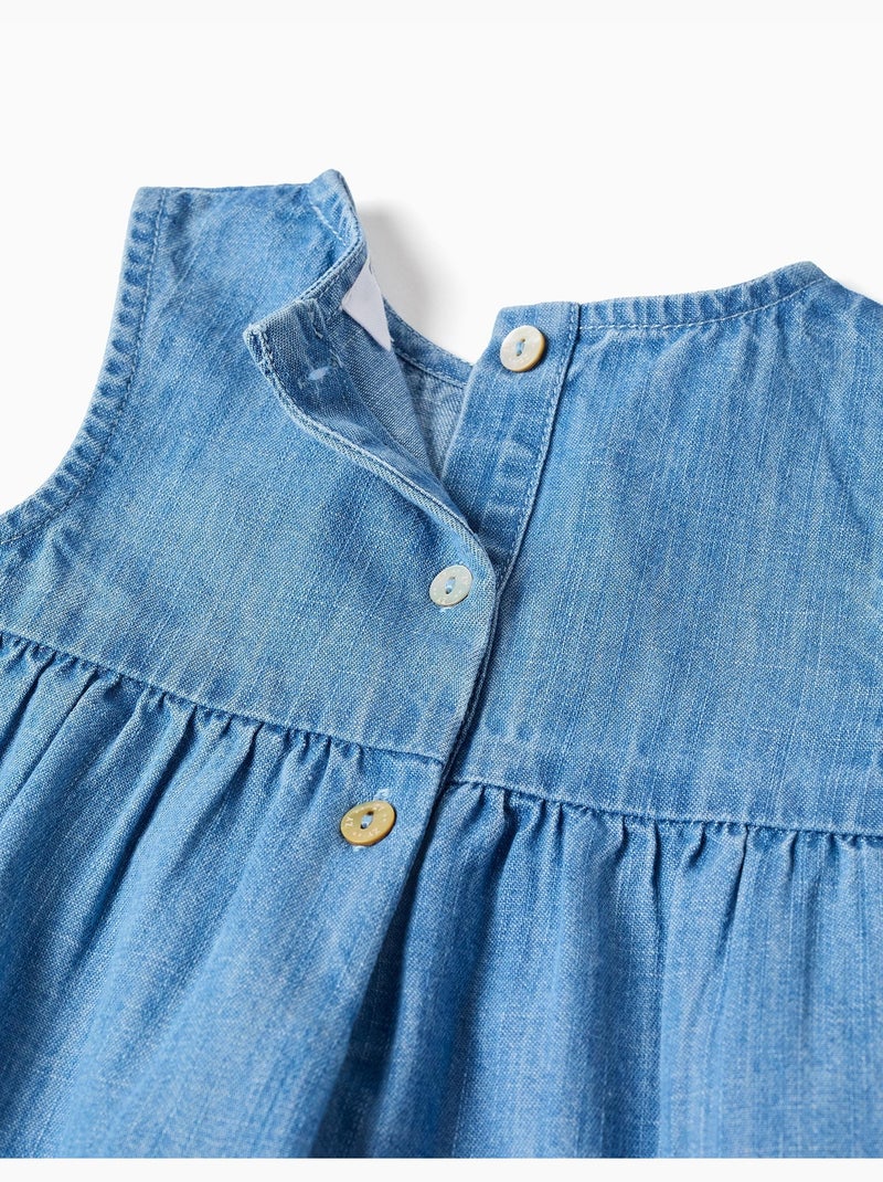 Body en coton + robe en jean sans manches Bleu Bleu - Kiabi