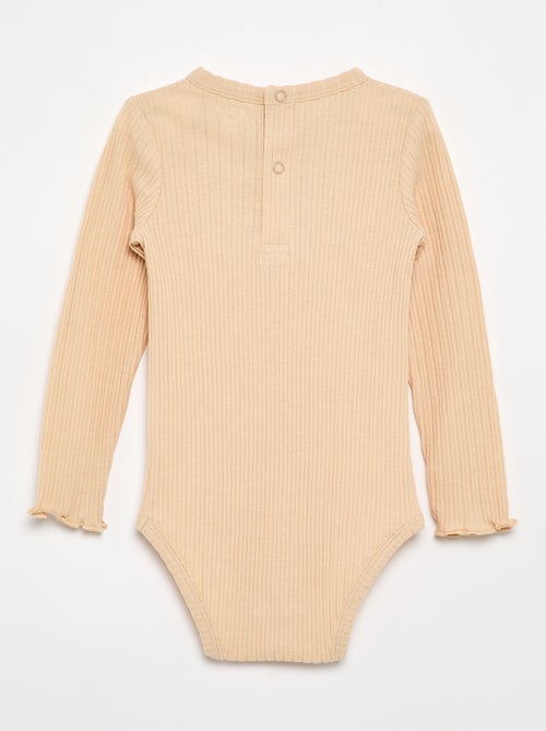 Body en maille côtelée avec broderie anglaise - Kiabi
