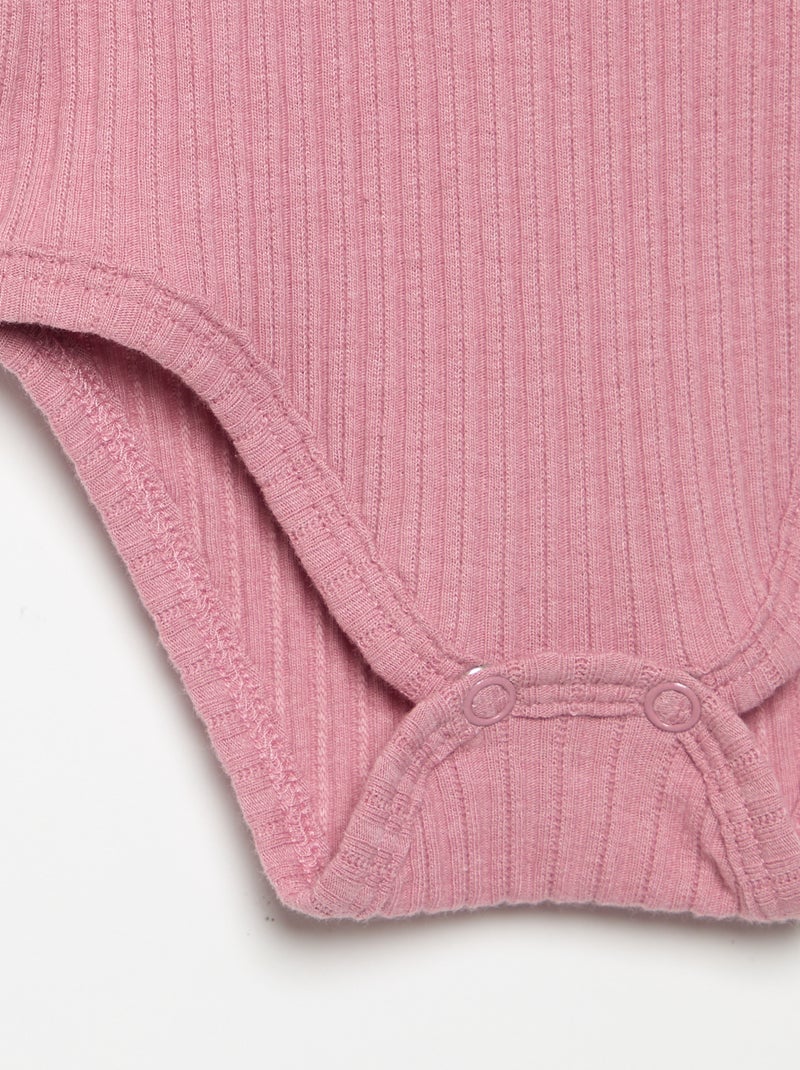 Body en maille côtelée avec broderie anglaise Rose - Kiabi