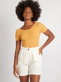 Body en maille côtelée Jaune - Kiabi