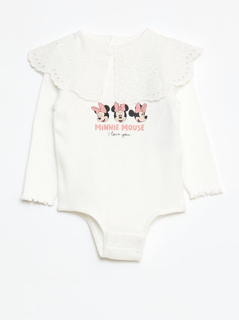 Body en maille côtelée 'Minnie' 'Disney' Blanc - Kiabi