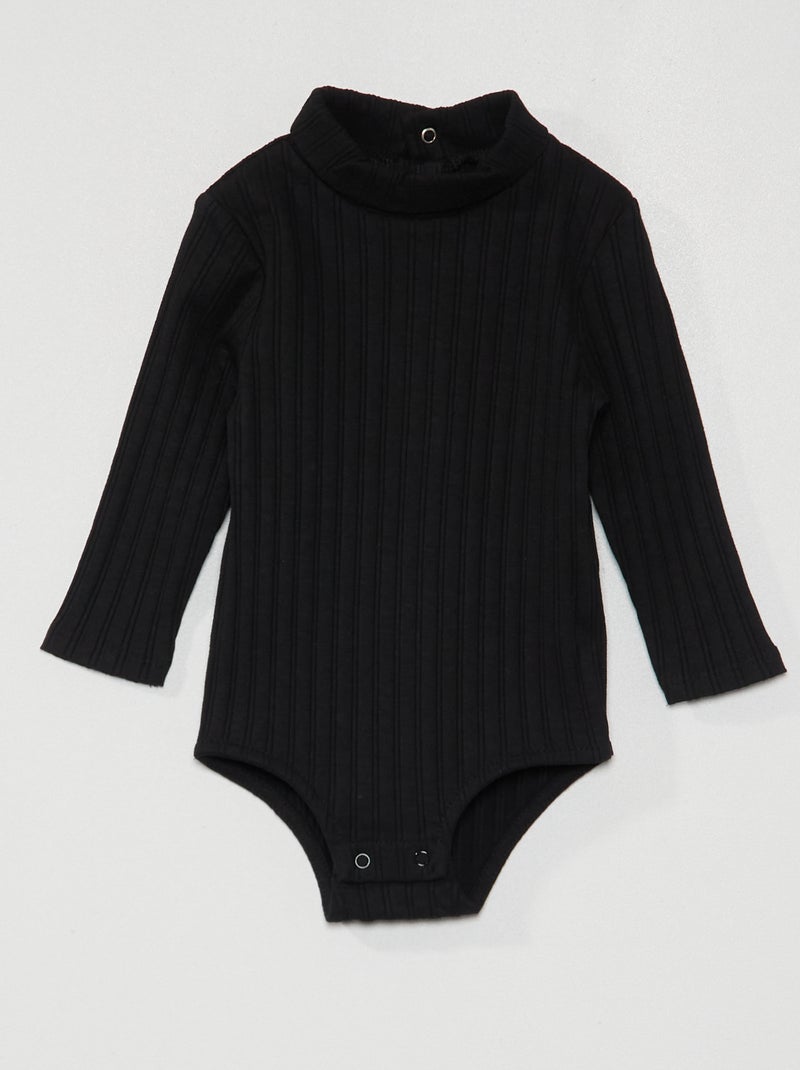 Body en maille côtelée noir - Kiabi