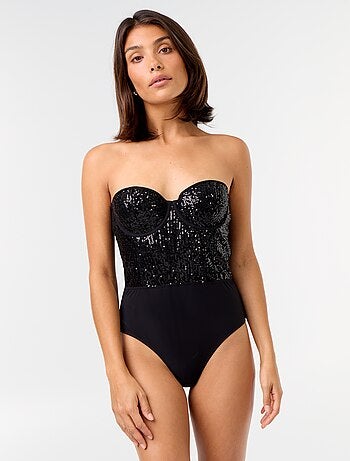 Body en microfibre et sequins