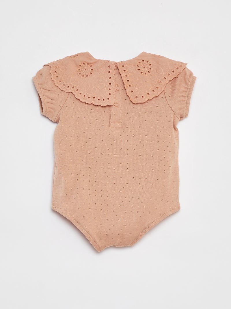 Body en pointelle avec col fantaisiste ROSE - Kiabi