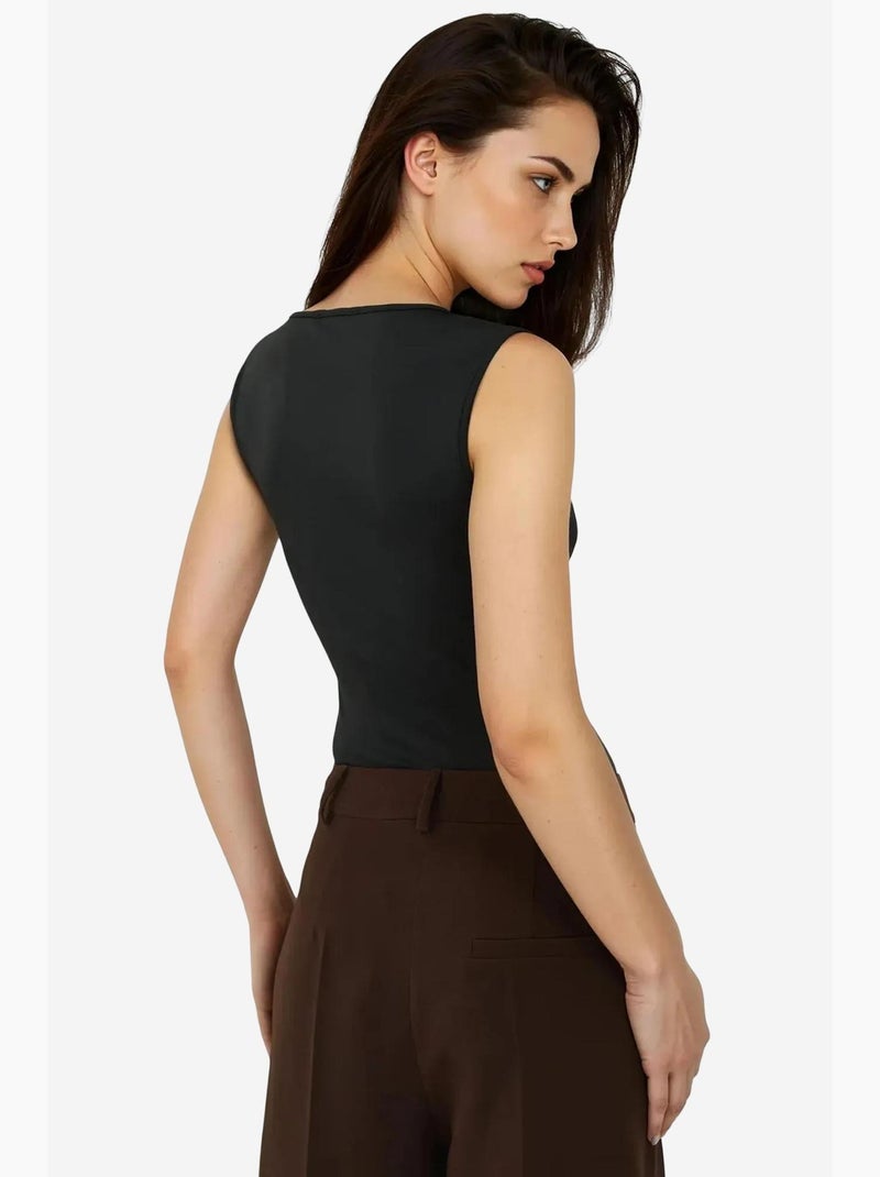 Body en tricot coupe ajustée à col ras du cou avec fermeture éclair hiccup Noir - Kiabi