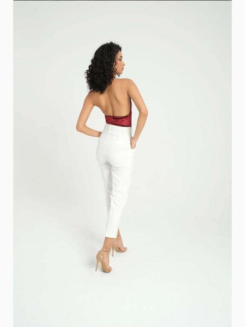 Body en velours à décolleté plongeant et dos nu sans manches hiccup Rouge - Kiabi
