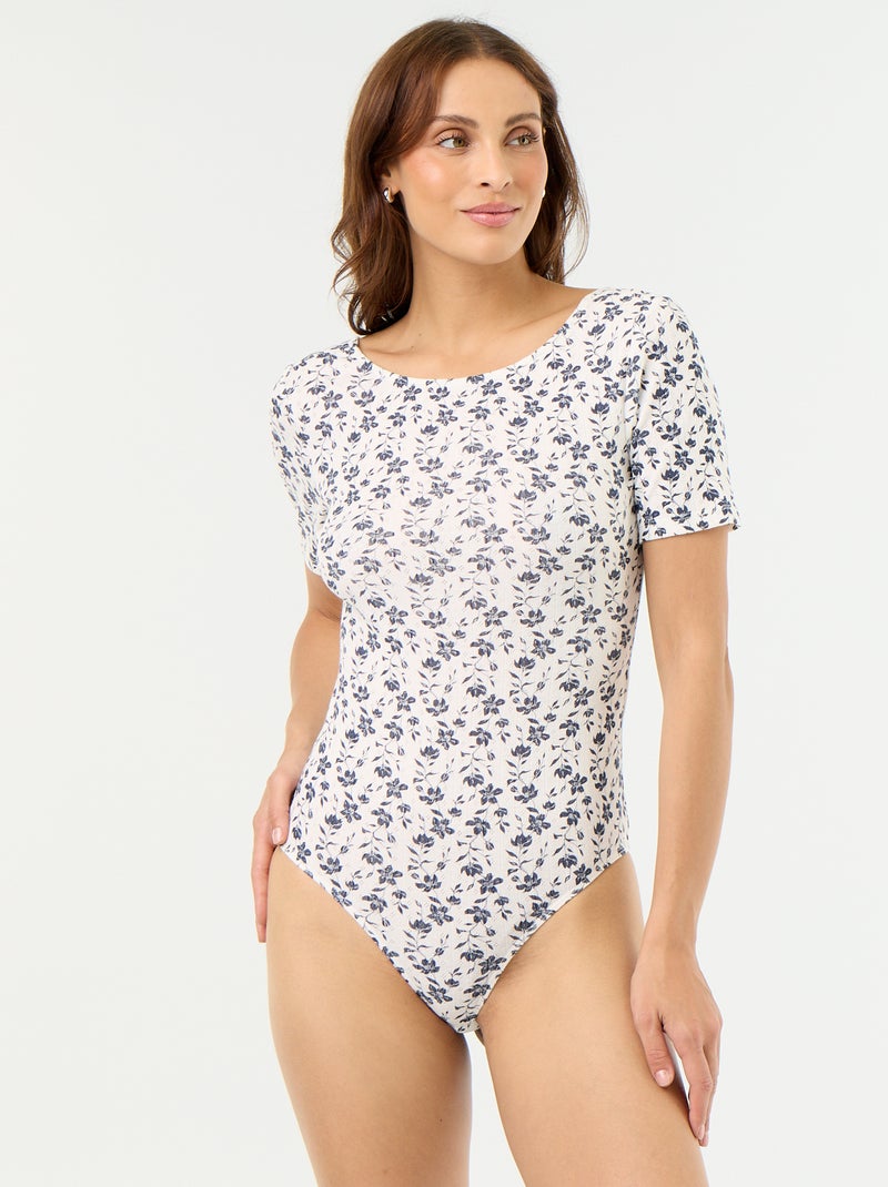 Body fleuri décolleté dos Beige - Kiabi