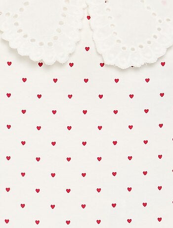 Body imprimé avec col claudine en broderie anglaise