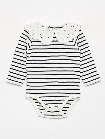 Body imprimé avec col claudine en broderie anglaise