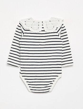 Body imprimé avec col claudine en broderie anglaise