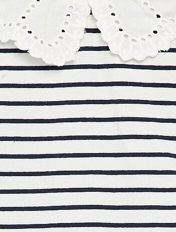 Body imprimé avec col claudine en broderie anglaise