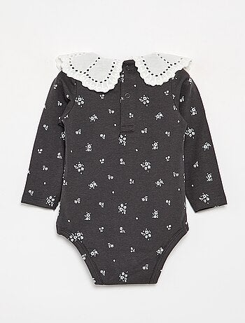 Body imprimé avec col claudine en broderie anglaise