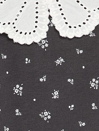 Body imprimé avec col claudine en broderie anglaise