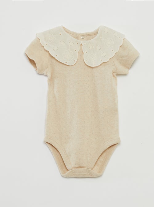 Body manches courtes avec col en borderies anglaises - Kiabi