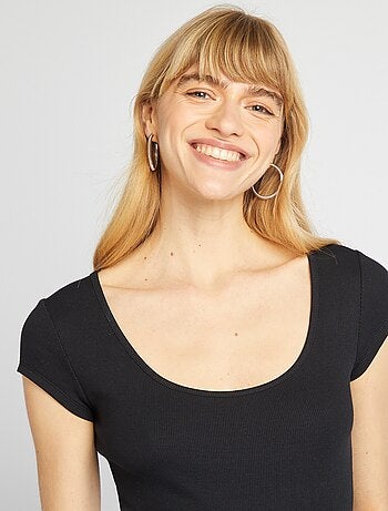 Body manches courtes côtelé