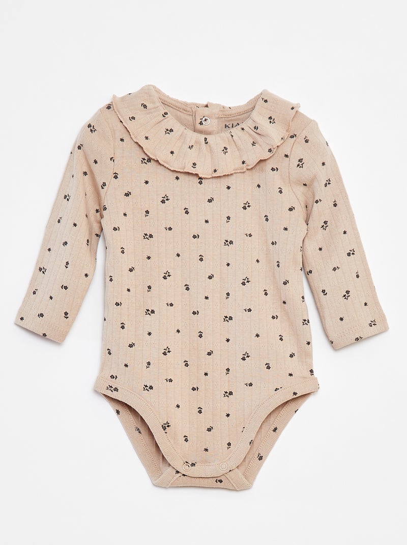 Body manches longues avec collerette Beige - Kiabi