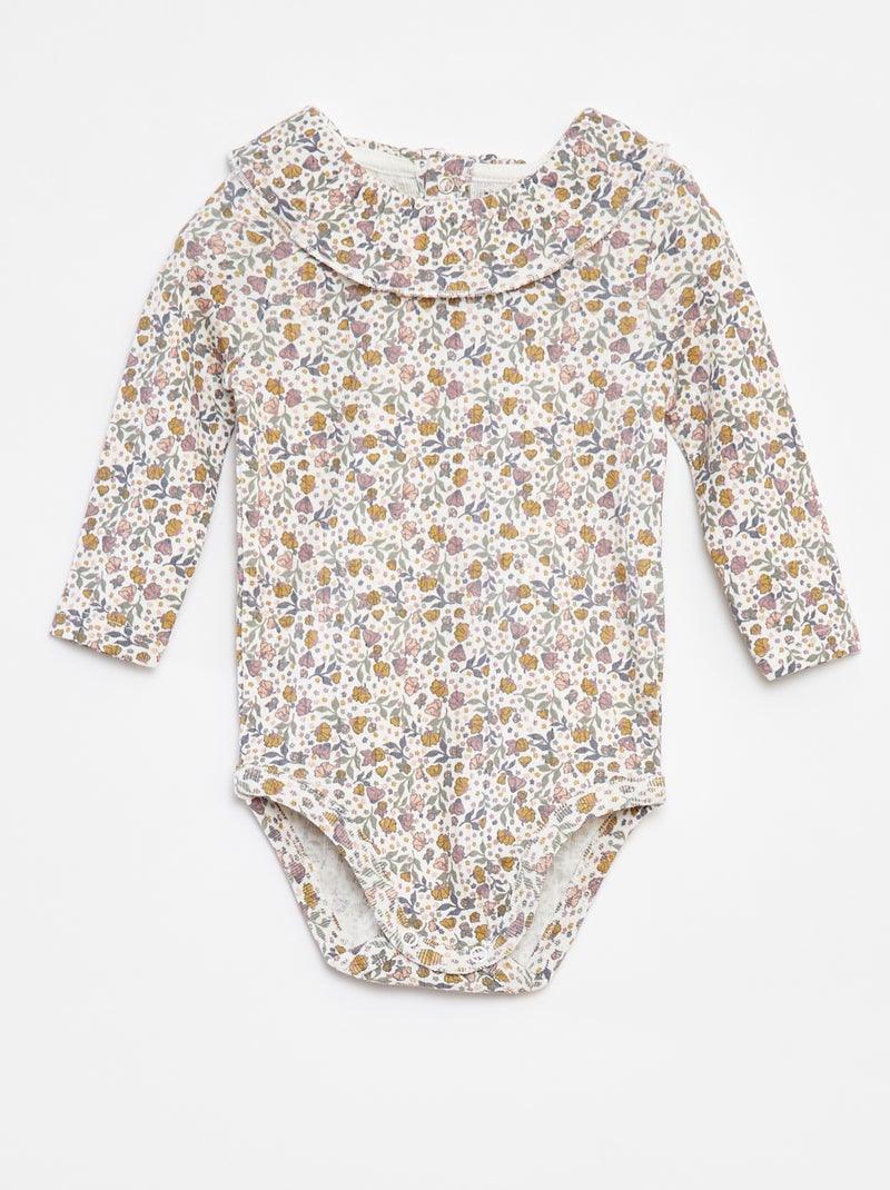 Body manches longues avec collerette Blanc - Kiabi