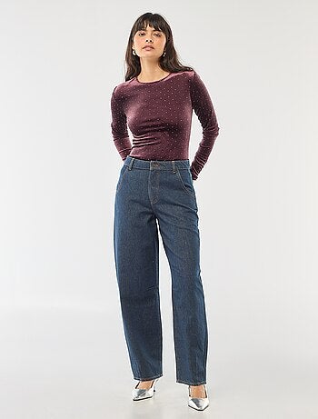 Body manches longues avec strass en velours