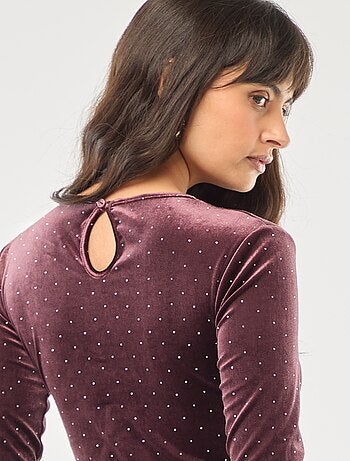 Body manches longues avec strass en velours