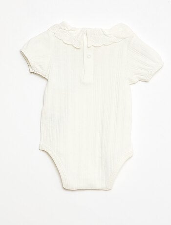 Body manches longues en maille côtelée col fantaisie