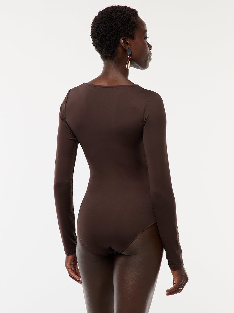 Body manches longues et col rond Marron - Kiabi