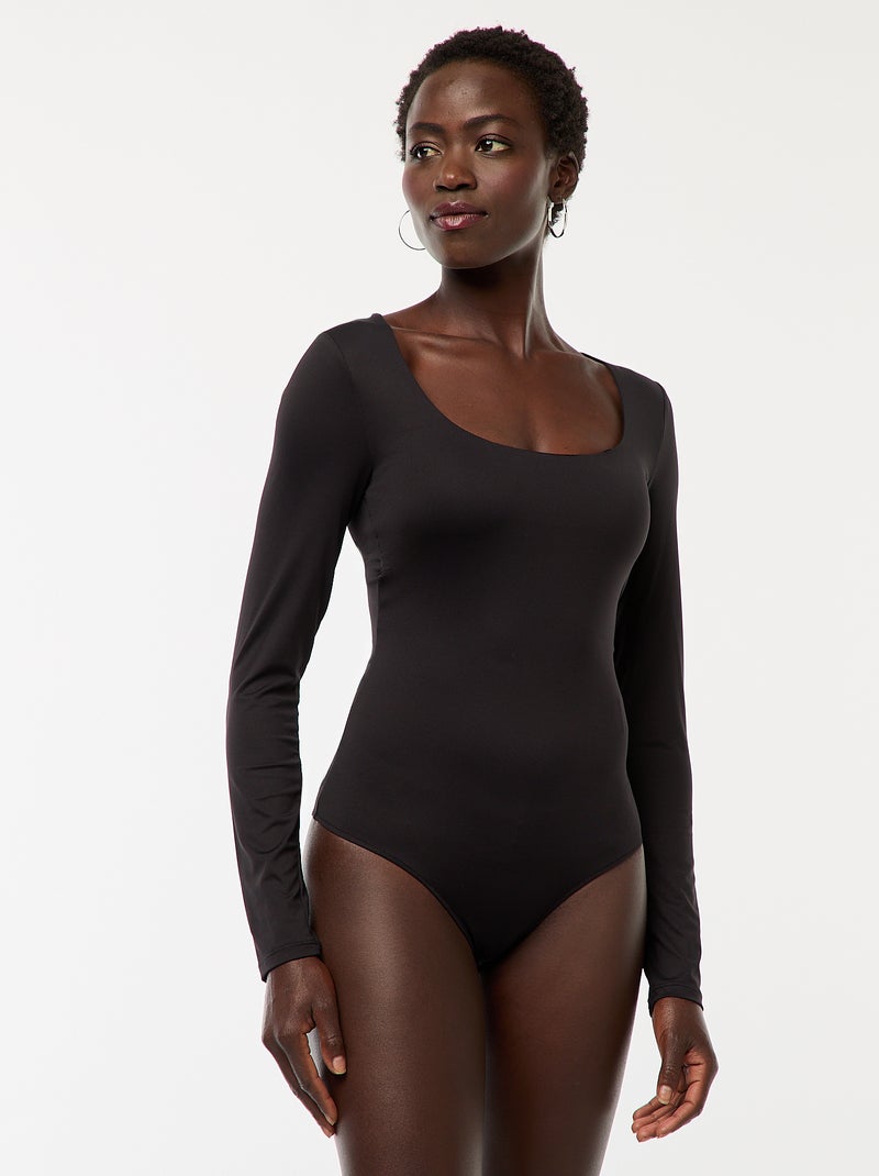 Body manches longues et col rond Noir - Kiabi