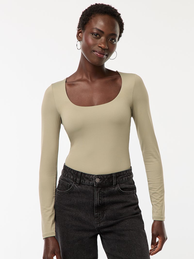 Body manches longues et col rond Vert - Kiabi